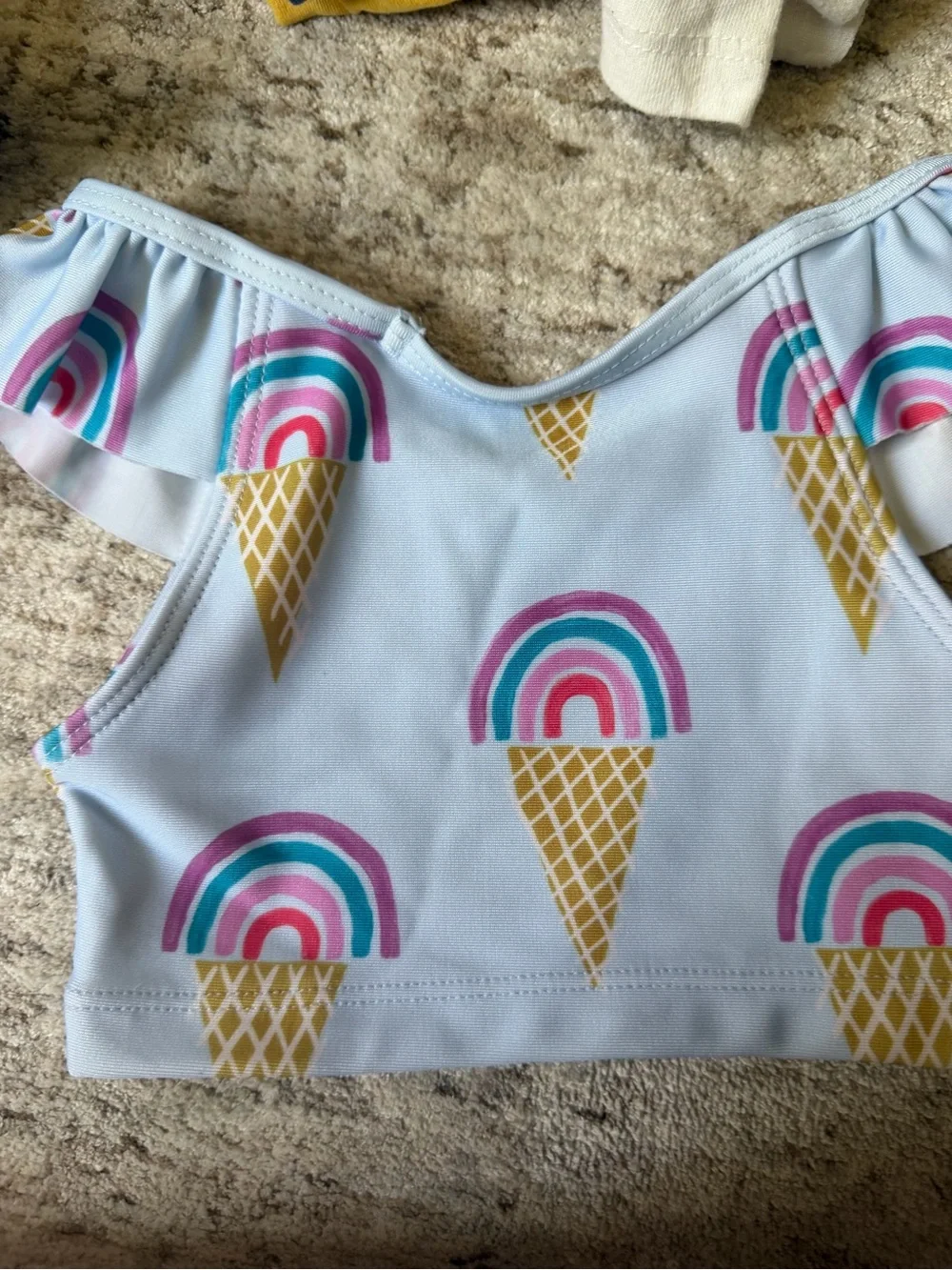 2T - Girls Tea Collection Blue Ice Cream Rainbow Bikini Top